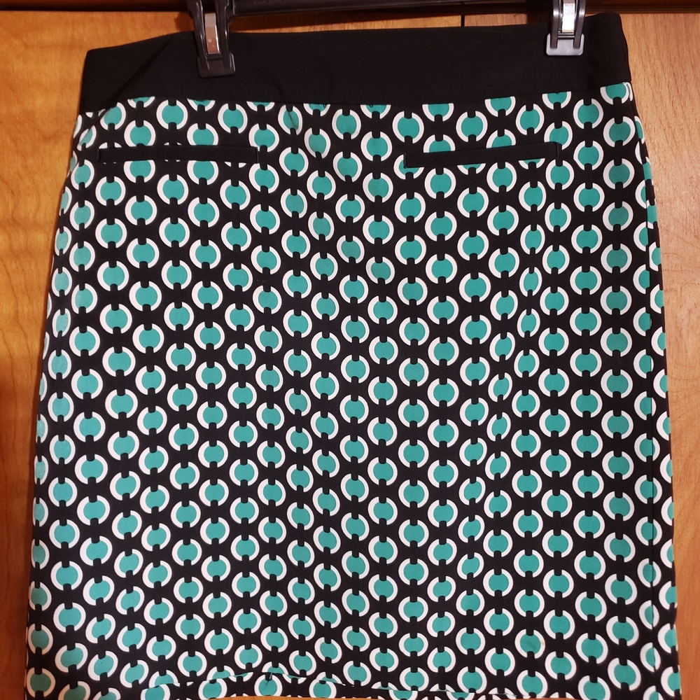 Worthington Black and Teal Geometric Mini Skirt